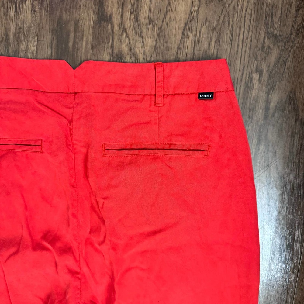 Obey No 89 Bright Red Straight Leg Pants Slacks - Picture 8 of 8